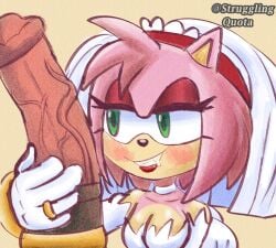 accessory amy_rose animal_genitalia animal_penis clothing cock_ring digit_ring dress equine_genitalia equine_penis female genitals hi_res humanoid jewelry lipstick makeup penis penis_accessory penis_jewelry ring sega sonic_(series) sonic_the_hedgehog_(series) strugglingquota wedding_dress wedding_ring