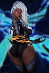 1girls 3d big_ass big_breasts black_female black_woman blender blender_(software) bodysuit bottom_heavy dark-skinned_female dark_skin dat_ass fat_ass female female_only huge_breasts large_breasts leotard lightning long_legs looking_back marvel marvel_comics marvel_rivals nipples nude ororo_munroe pose self_upload skindentation solo storm_(x-men) superheroine theduudeman thick thick_thighs thighs voluptuous white_hair wide_hips x-men_97