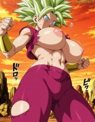 1girls :o absurd_res ai_assisted ai_generated anime big_breasts big_nipples blue_eyes breasts_out bubble_ass dragon_ball dragon_ball_super dragon_ball_z female fight fingers from_below hands high_resolution highres huge_breasts japanese_text kefla large_breasts legs looking_away looking_down nipples panda-ai panda_ai potara_earrings potara_fusion ripped_clothing solo stable_diffusion standing surprised topless torn_clothes uncensored underboob yoga_pants