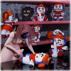 1boy 3d animatronic circus_baby circus_baby_(fnaf) clown clown_girl crown femboy five_nights_at_freddy's five_nights_at_freddy's:_sister_location futa_on_futa futanari futanari_penetrated futanari_penetrating ginger ginger_hair hiro_(tales_of_androgyny) justaperson_queendom male male/female mask masked_(justaperson) masturbation multiple_girls nightmare_waifu orange_hair plush plush_baby plush_princess_(justaperson) plushie plushophillia red_hair robot robot_girl scrapkill sister_location tales_of_androgyny tiara watching white_skin white_skin_(monochrome)