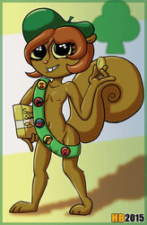 2015 anthro badge casual crossdressing girl_scouts hentai_boy male male_focus male_only mammal merit_badge mostly_nude penis rodent sash secret_squirrel secret_squirrel_show squirrel trap western_art