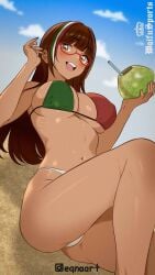 beach bikini brown_eyes brown_hair brown_skin chilo_chan chilo_sports glasses mexican_female smile