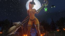 1girls 3d big_breasts blizzard_entertainment blood_elf female halloween kissy_(warcraft) light-skinned_female light_skin morilymory red_hair stockings tattoo thick_thighs voluptuous voluptuous_female warcraft wide_hips witch_hat world_of_warcraft