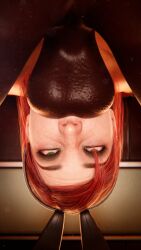 3d big_balls blowjob bunny_ears commander_shepard dark-skinned_male green_eyes interracial mass_effect piroguh red_hair white_skin