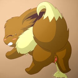 2014 anus ass blush brown_eyes brown_fur canine clenched_teeth closed_eyes crying eevee female feral fur kemono mammal multicolored_fur nintendo nude open_mouth paws peeing pokemon pussy simple_background solo standing tack tan_fur tears teeth tuft two_tone_fur urine urine_pool video_games what