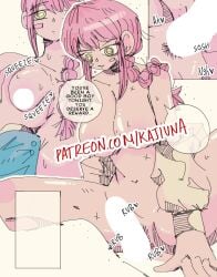 2d 2d_(artwork) censored chainsaw_man kaijuna makima_(chainsaw_man) pastel_colors pussyjob speech_bubble teasing