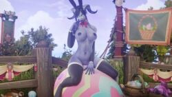 1girls 3d big_breasts black_hair blizzard_entertainment blue_skin bunny_ears draenei easter female female_only flashing horns morilymory noblegarden nude original_character pinup sironis solo stockings tail thick_thighs voluptuous voluptuous_female warcraft wide_hips world_of_warcraft