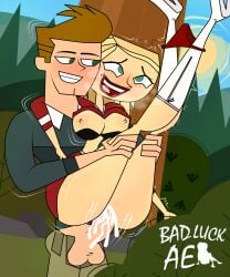 1boy 1girls 2d amy_(tdi) badluckae big_breasts blonde_hair female male sex tagme total_drama:_pahkitew_island total_drama_island