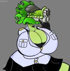 gatling_pea_turret plant plant_girl plant_humanoid plants_vs._zombies_fusion plants_vs_zombies