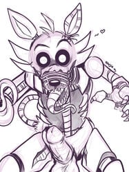 animatronic anthro balls canine erection five_nights_at_freddy's five_nights_at_freddy's_4 fox heart hook hook_hand kayla-na looking_at_viewer machine male_only mammal nightmare_foxy nightmare_foxy_(fnaf) open_mouth penis pirate robot sharp_teeth smile tagme taker_pov teeth tongue tongue_out video_games