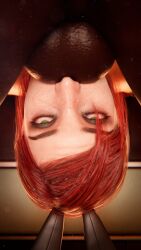 3d big_balls blowjob bunny_ears commander_shepard dark-skinned_male deepthroat green_eyes interracial mass_effect piroguh red_hair white_skin