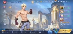 abs blonde_hair edited_image edited_screencap lukas_(mobile_legends) mlbb mobile_legends mobile_legends:_bang_bang pecs topless_male