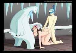 1girls 2boys ass barefoot beartic bestiality blue_hair breasts brown_hair brycen crying cum cum_in_mouth cum_inside defeat defeated feet fellatio female femsub from_behind hachiku_(pokemon) hair hat headgear hilda_(pokemon) human humanoid interspecies irrumatio male_nipples maledom mask multiple_boys multiple_doms nintendo nipples one_eye_closed oo_sebastian_oo oral penis pokemon pokephilia rape runny_makeup sex spitroast straight tears