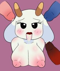 ahe_gao ahegao_face anthro big_breasts breasts bunny_maloney charlotte_(bunny_maloney) cum female furry goat goat_horns jean-francois jean_francois lemon_waifu looking_at_viewer male penis stan_ookie tagme