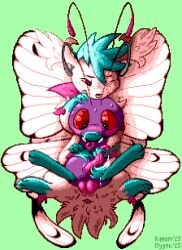 anal antennae_(anatomy) anus bodily_fluids butterfree digital_media_(artwork) duo feral flygon_(artist) freckles generation_1_pokemon generation_4_pokemon genital_fluids genitals hand_on_head hand_on_penis hi_res hug hugging_another hugging_from_behind leaking_precum legendary_pokemon looking_down male male/male multi_arm multi_genitalia multi_limb multi_penis nectar_(mattthemeow) nintendo penis pixel_(artwork) pokemon pokemon_(species) precum prehensile_penis ripparu shaymin