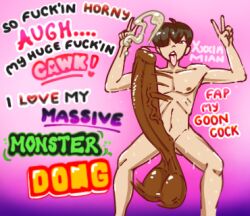 ahe_gao artist_upload bent_legs caption cum cumming double_peace_sign gooner gooning humping_air hyper_balls hyper_penis male_only peace_sign thick_cum tongue_out twink xxxiamian