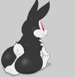 2020 anthro anus ass balls black_body black_ears black_fur black_tail bunnicula bunnicula_(series) da~blueguy digital_media_(artwork) fur genitals grey_background lagomorph leporid long_ears looking_back male mammal multicolored_body multicolored_fur pink_sclera rabbit rear_view red_eyes scut_tail short_tail simple_background sitting smile solo tail thick_thighs three-quarter_view two_tone_body two_tone_fur two_tone_tail vampire white_body white_fur white_nose white_tail