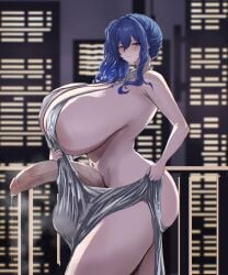 1futa clothed clothing futa_only futanari gigantic_breasts gigantic_penis hth5k huge_ass huge_breasts huge_cock human light-skinned_futanari light_skin massive_breasts mostly_nude revealing_clothes solo solo_futa standing voluptuous