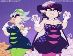 bluebrush callie_(splatoon) hot_dog marie_(splatoon) marshmallow nekocrispy nintendo sequence splatoon stuffing weight_gain