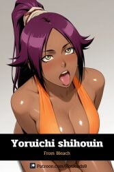 ai ai_generated bleach dark-skinned_female dark_skin hotload-8 patreon patreon_username purple_hair shihouin_yoruichi