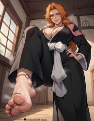 1girls absurd_res ai_generated areola_slip areolae barefoot big_breasts black_kimono black_toenails bleach bleach:_the_thousand-year_blood_war blue_eyes blush blush_lines breasts curvy curvy_figure dojo dominant dominant_female domination feet female femdom foot_fetish foot_focus foot_worship hand_on_hip high_resolution highres huge_breasts indoors kimono large_areolae large_breasts lewdcreationsai light-skinned_female light_skin looking_at_viewer matsumoto_rangiku mature_female milf orange_hair painted_toenails sexually_suggestive smelly smelly_feet smirk soles solo solo_female solo_focus stable_diffusion standing_on_one_leg steam steaming_body steamy steamy_breath steamy_feet sweat sweatdrop sweating sweaty sweaty_feet tagme thick thick_legs thick_thighs thighs toenail_polish toes training wrinkled_feet wrinkled_soles wrinkles