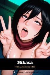 ai_generated attack_on_titan hotload-8 mikasa_ackerman open_mouth patreon