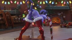 1girls 3d bent_over big_ass big_breasts black_hair blizzard_entertainment blue_skin christmas draenei female female_only horns morilymory nude original_character pinup pussy sironis solo stockings tail thick_thighs voluptuous voluptuous_female warcraft wide_hips winter_veil world_of_warcraft