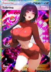 1girls ai_generated card miaulust natsume pokemon pokemon_card pokemon_dppt pokemon_sm pokemon_tcg pokemon_trainer sabrina_(pokemon) trading_card