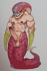 ai_generated big_pectorals darkness_demons h23chris h23creatures monster no_hands red_body snake_tail spikes thick_cock