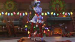 1girls 3d big_breasts black_hair blizzard_entertainment blue_skin christmas draenei female female_only horns morilymory nude original_character pinup sironis solo stockings tail thick_thighs voluptuous voluptuous_female warcraft wide_hips winter_veil world_of_warcraft