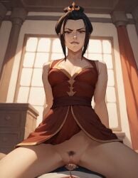 1boy 1girls ai_generated avatar_legends avatar_the_last_airbender azula biting_lip brother_and_sister cheating cheating_boyfriend clothed clothed_female cowgirl_position cum_in_pussy cum_inside dominant_female domination dress erect_nipples erect_nipples_under_clothes femdom incest looking_at_viewer nickelodeon nicktoons pov pov_eye_contact pubic_hair rtxfus rtxfus34 zuko