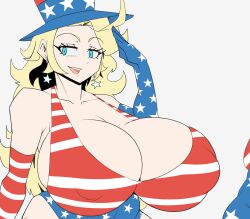 1female 1girls american american_female american_flag american_flag_bikini arm_sleeves arm_stockings armwarmer armwear big_boobs bigger_than_her_head black_pupils blonde blonde_eyebrows blonde_female blonde_hair blonde_hair_female blue_eyes blue_eyes_female bras breasts_bigger_than_head clothed clothed_female clothing collarbone curvy curvy_body curvy_female earrings eyebrows female female_focus female_only happy_expression happy_female hat headwear huge_breasts human human_female human_only hyper_breasts light-skinned_female light_skin light_skinned_female loftysundew long_gloves long_hair long_hair_female massive_breasts mouth_open nipples_visible_through_clothing one_color_background patriotic_clothing patriotism pink_mouth salute saluting shorts smile smiling smooth_skin solid_color_background solo solo_female solo_focus standing star_earrings stars_and_stripes tagme us_flag white_background white_sclera white_teeth