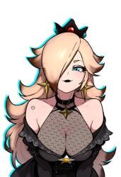 1girls absurd_res big_breasts female female_only goth goth_girl mario_(series) nintendo princess princess_rosalina rosalina royalty smug_face white_background