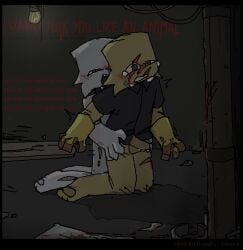 2boys 2d 2d_(artwork) anal_sex basement blood bottomless chains dirty english_text gay lube male_only nude original original_character pain rape roblox scar scar_on_face self_upload tears white_skin yellow_skin