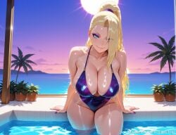 1girls ai_generated big_breasts blonde_hair blue_eyes boruto:_naruto_next_generations breasts female female_focus female_only high_resolution highres huge_boobs huge_breasts ino_yamanaka kaistar large_boobs large_breasts long_hair looking_at_viewer naruto naruto_(classic) naruto_(series) naruto_shippuden patreon pool smile smiling solo solo_female solo_focus