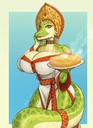 1girls big_breasts devil_hs female green_body humans_are_not_that_against_lizardwomen lizard lizard_girl lizard_humanoid lizard_tail reptile reptile_girl reptile_humanoid reptile_tail slavic slavic_mythology veinte