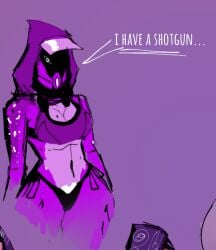 alien bikini busty fluffy freckles fur insectoid mass_effect moth optimus_prime pose purple_bikini purple_skin quarian tali'zorah_nar_rayya thick_thighs white_eyes wide_hips