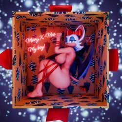 3d anthro artereket bat_wings blue_eyes bondage bow breasts christmas curvy female gift_box large_breasts looking_at_viewer merry merry_christmas my neon_text nipples nude orange_fur pawpads pussy red_ribbon ribbon rouge_the_bat sega shibari smile sonic_(series) sonic_the_hedgehog_(series) tail text thick_thighs tongue_out white_fur wide_hips x-mas