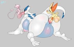 1girls 2boys anthro backpussy backsack balls balls_past_knees ballsack belly_visible_through_thighs big_balls big_breasts blowjob breasts dangling_testicles eigaka fellatio female from_behind group huge_balls huge_breasts huge_cock larger_female legendary_pokemon low_hanging_balls lugia male mew nintendo oral oral_sex penetration penis perineum pokemon pokemon_(species) pussy pussy_juice saliva scrotum sex simple_background size_difference small_but_hung small_dom_big_sub smaller_male smooth_skin tail testicles vaginal_penetration veiny_penis victini video_games wide_hips