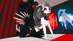 1boy 1girls 1monster 3d 3girls breasts crossover doggy_style female gray_hair gray_hair_female grimm_(rwby) helluva_boss horse_humanoid horsecock indrick_[artist] loona_(helluva_boss) male monster monster_cock monster_on_female nude_female penile poster ruby_rose rwby sex sex_from_behind weiss_schnee wolf wolf_ears wolf_girl wolf_humanoid wolf_tail