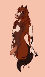 2023 absurd_res anthro appaloosa appleseed_(interkos) bangs bedroom_eyes big_penis black_ear_tips black_fingertips black_markings black_tail brown_body brown_eyes brown_nipples dark_eyelids dipstick_ears ear_markings equid equine erection eyelashes femboy fingers flaccid foreskin genitals hair half-length_portrait hi_res hooved_fingers hooves horse humanoid_genitalia humanoid_penis interkos long_hair long_mane male mammal mane markings multicolored_ears narrowed_eyes nipples nude orange_body penis pink_nose portrait seductive simple_background sketchy slim solo tail tan_background tan_penis white_markings