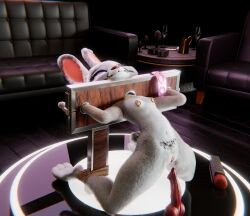 3d absurd_res anthro biped blush bondage bound breasts buttplug condom cuff_(restraint) digital_media_(artwork) disney ear_piercing eyelashes falconfeather female fur furniture gag gagged grey_body hi_res inside judy_hopps lagomorph leporid mammal multicolored_body nipple_piercing nipples nude piercing pillory plug_(sex_toy) presenting prostitution pubic_tattoo purple_eyes rabbit restraints rope rope_bondage sex_toy sexual_barrier_device shackles sofa solo stocks strip_club tattoo vibrator wand_vibrator zootopia