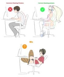 1boy arched_back arm_sleeves ass bad_posture before_and_after big_ass blonde_hair brown_hair bubble_ass bubble_butt bulge cat_ear_headphones choker clothed clothing computer computer_monitor controller correct_gaming_posture_(meme) cropped_shirt crossdressing expansion fat_ass femboy femboy_gamer_(sealguy) femboy_pride_colors feminine_male feminization fully_clothed gamer gamer_boy gaming gaming_chair half_closed_eyes headphones hi_res high_heels highres human leotard light-skinned_male light_skin long_hair male meme mole mole_under_eye not_porn partially_clothed platform_heels posture red_shirt sealguy short_hair sissy skindentation socks stiletto_heels striped_thighhighs tailbox thick_thighs thighhighs twink twintails twintails_(hairstyle) very_high_heels wide_hips wig