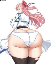 artist_request ass_focus big_ass big_breasts big_butt girls'_frontline israeli_flag negev_(girls'_frontline) pink_hair solo source_request thick_thighs underpants