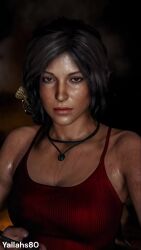 3d ai_generated big_breasts black_pasties bonfire brown_eyes cave dirty dirty_clothing excited excited_female eyebrows eyelashes female female_only fire fire_light grok grok_imagine lara_croft lara_croft_(survivor) light-skinned_female light_skin lips looking_at_viewer navel necklace pasties ponytail red_top ribs sensual_expression sensual_look sexy sexy_body sexy_female sexy_pose sexy_woman showing_boobs showing_breasts showing_tits tagme tomb_raider tomb_raider_(survivor) treasure_hunter username video video_game_character video_game_franchise video_games weapon x_pasties yallahs80