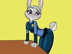 bunny bunny_ears bunny_girl bunny_tail fur furry gerbillo_aea judy_hopps police police_uniform policewoman rabbit small_breasts smiling snout zootopia zootropolis