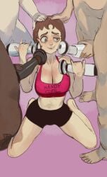 1girls 4boys black_guy breasts comedy_central dark-skinned_male gangbang gym_shorts masturbation mossa nervous_smile nude nude_male nude_male_clothed_female nude_males nudity patting_head rubbing_penis shake_weight sharon_marsh sitting south_park sweat sweating tank_top