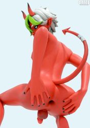 1boy 3d 3d_(artwork) 3d_model 3d_render anus ass ass_focus big_ass black_fingernails blender blender_(artwork) blender_(software) blender_cycles boy demon demon_boy demon_horns demon_tail fortnite fortnite:_battle_royale from_behind from_below gay gay_male green_hair hands_on_ass hands_on_own_ass horns looking_at_viewer looking_back looking_back_at_viewer male male_anus male_only mascara oofoe orange_eyes painted_nails pointy_ears red_skin self_upload simple_background solo solo_male spread_anus spread_ass tail torment_(fortnite) twink two-tone_hair white_background white_hair