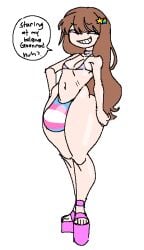 1dickgirl 2025 2d 2d_(artwork) 2d_artwork balls ballsack bangs bare_shoulders belly belly_button big_hips big_thighs bikini bikini_bottom bikini_top black_eyes bottom_heavy breasts brown_hair bulge_through_clothing child_bearing_hips choker cock collar collarbone curvaceous curvy curvy_body curvy_figure curvy_hips dialogue dick dickgirl english english_dialogue english_text flat_chest full_body futanari genitals hair_ornament hairclip high_heels hourglass_figure huge_hips intersex large_hips large_thighs lewdicrousart light_skin lily_(lewdicrousart) long_hair navel original penis petite platform_footwear platform_heels platform_sandals platforms pride_color_clothing pride_color_flag pride_colors sandals sketch skinny slim slim_waist small_breasts smug smug_face smug_grin solo speech_bubble stomach straight_hair testicles text thick thick_hips thick_legs thick_thighs thighs trans trans_woman transfem transgender transgender_pride_colors waist wide_hips