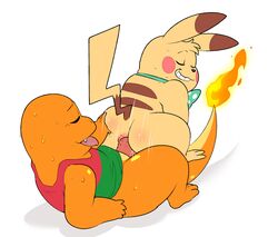 anal anal_sex anus ass ass_grab bottomless bow_tie butt_blush charmander closed_eyes cute_fangs duo erection ero_(character) eroborus fan_character flaming_tail furry grin hadou happy happy_sex interspecies looking_back looking_pleasured lying male male_penetrating mammal nintendo nude on_back on_top on_top_of open_mouth penetration penis pikachu pokémon_(species) pokemon reverse_cowgirl_position rodent semi-anthro sex shirt smile source_request sweat tank_top teeth tongue yaoi